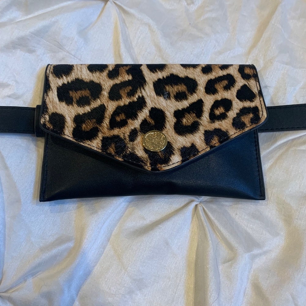 Bebe Black/Tan Leopard Belt Bag sz S - Picture 2 of 5